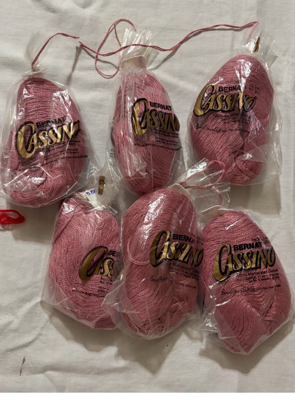 Bundle of Bernat Cassino yarn